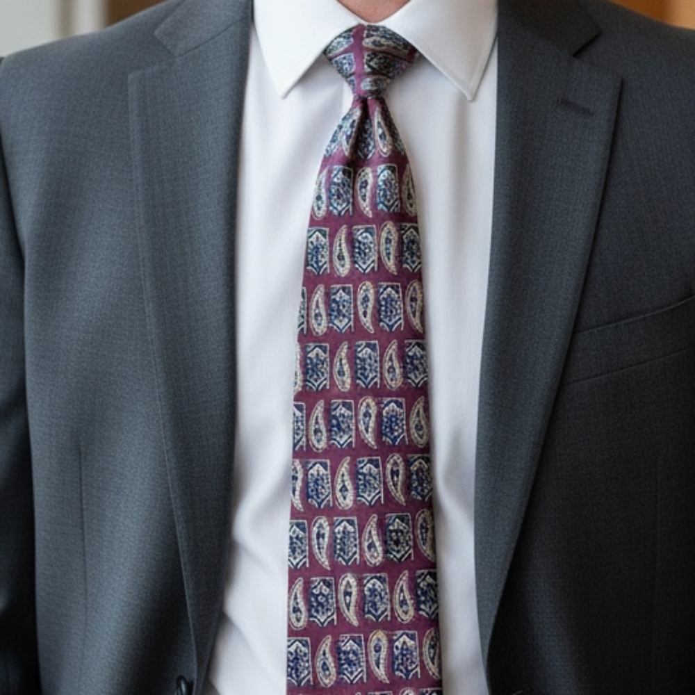 Liz Claiborne Burgundy and Navy Floral Tie